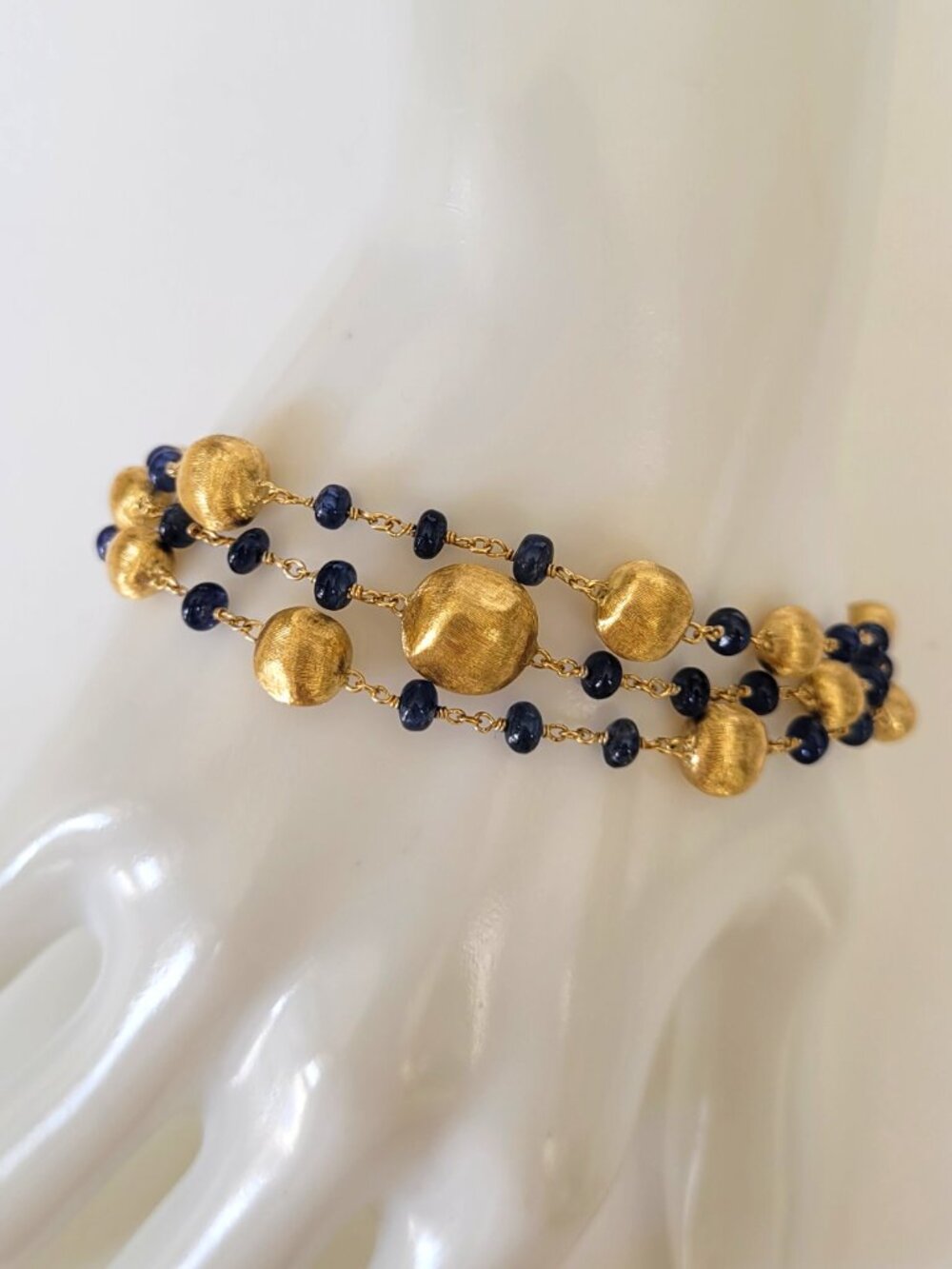 Marco Bicego 18K YG Africa Gold & Blue Sapphire Beads Multi-Strand Bracelet